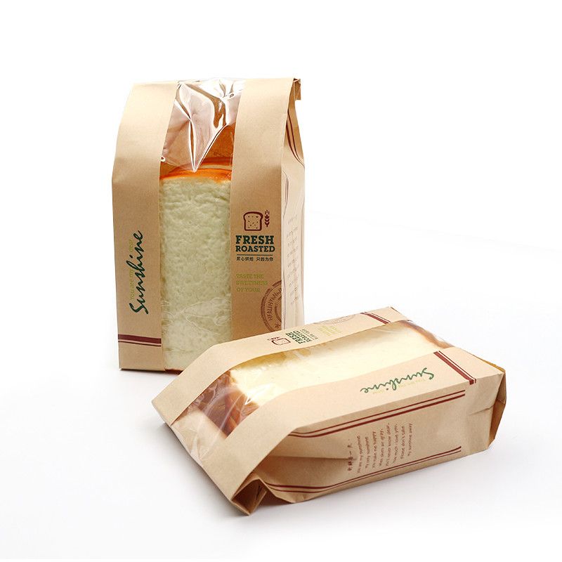 Brown Bread Kraft Paper Paper Paping With Window FCS SGS FDA ได้รับการรับรอง